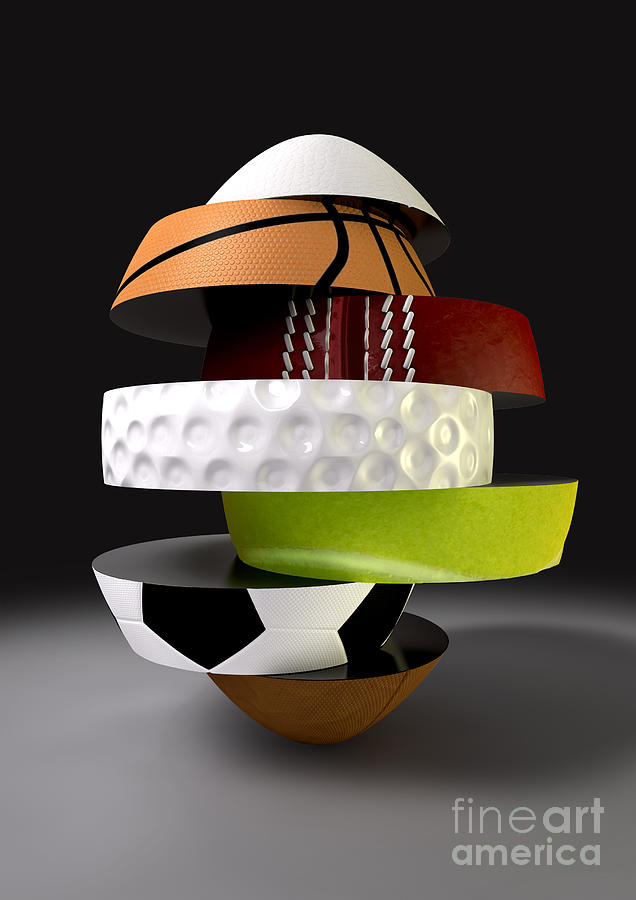 Segmented Fragmenting Sports Ball Digital Art