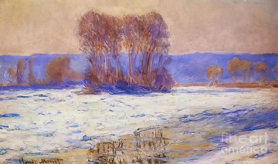 Seine at Bennecourt, Winter by Claude Monet 1893 Painting by Claude Monet