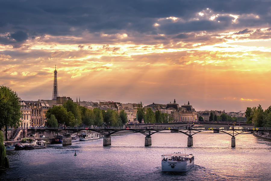 Sunset Photograph - Seine River by Jerome Labouyrie