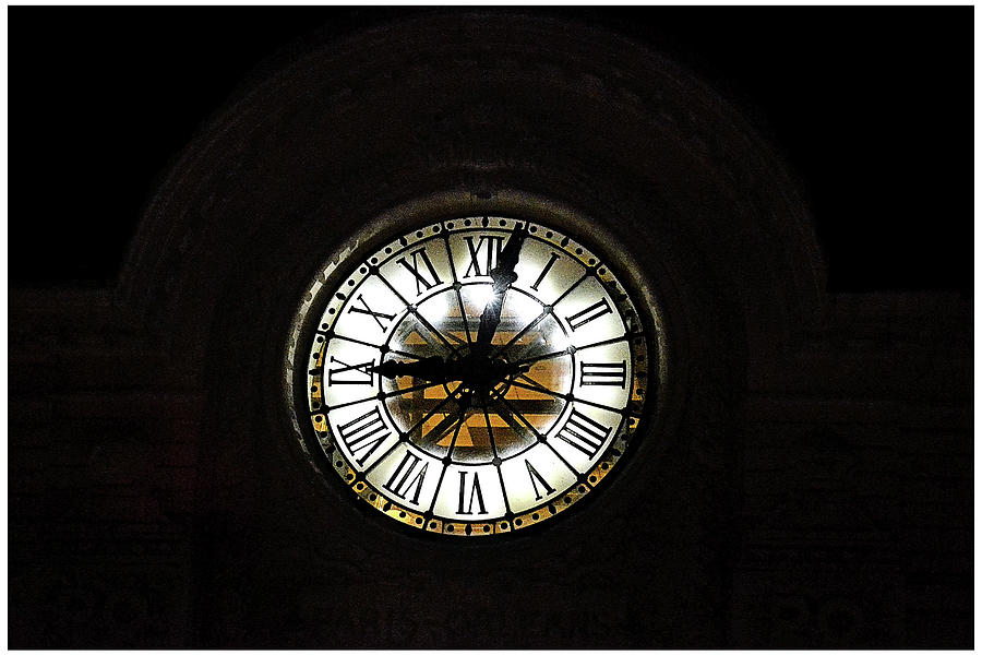 Seine River Night Musee dOrsay Clock Photograph by Nadalyn Larsen