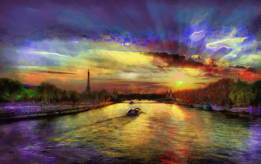 Seine River, Paris Digital Art by Jerzy Czyz