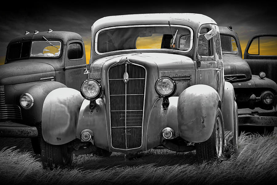Selective Color Photograph of Auto Yard and discarded Vehicles Photograph by Randall Nyhof