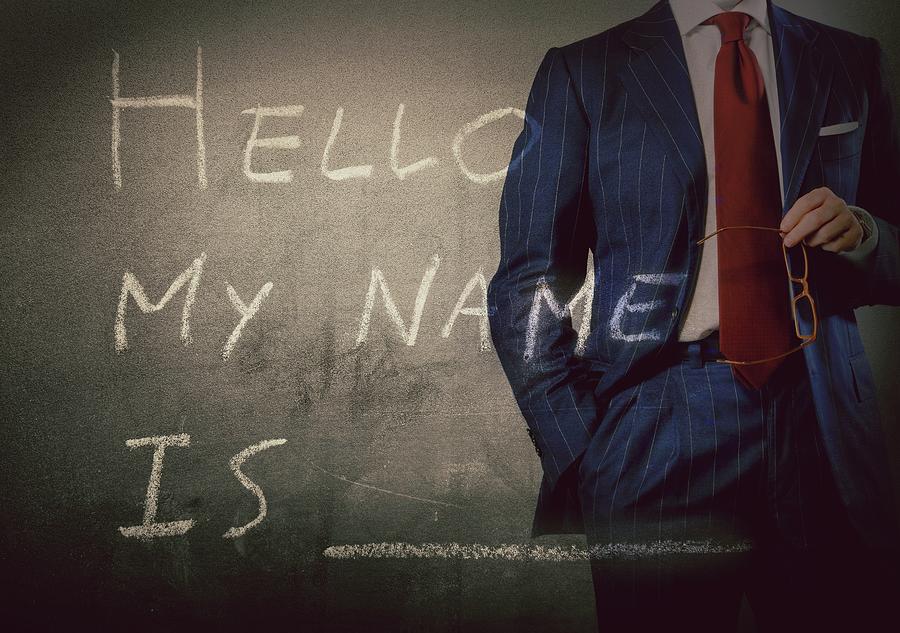 Self Introduction - Hello, My name is ... written on a blackboard with businessman Photograph by Gangis_Khan