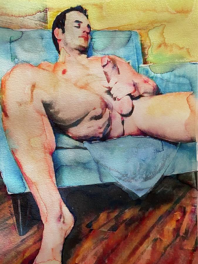 Nude Painting - Self pleasure by Nick Mantlo-Coots