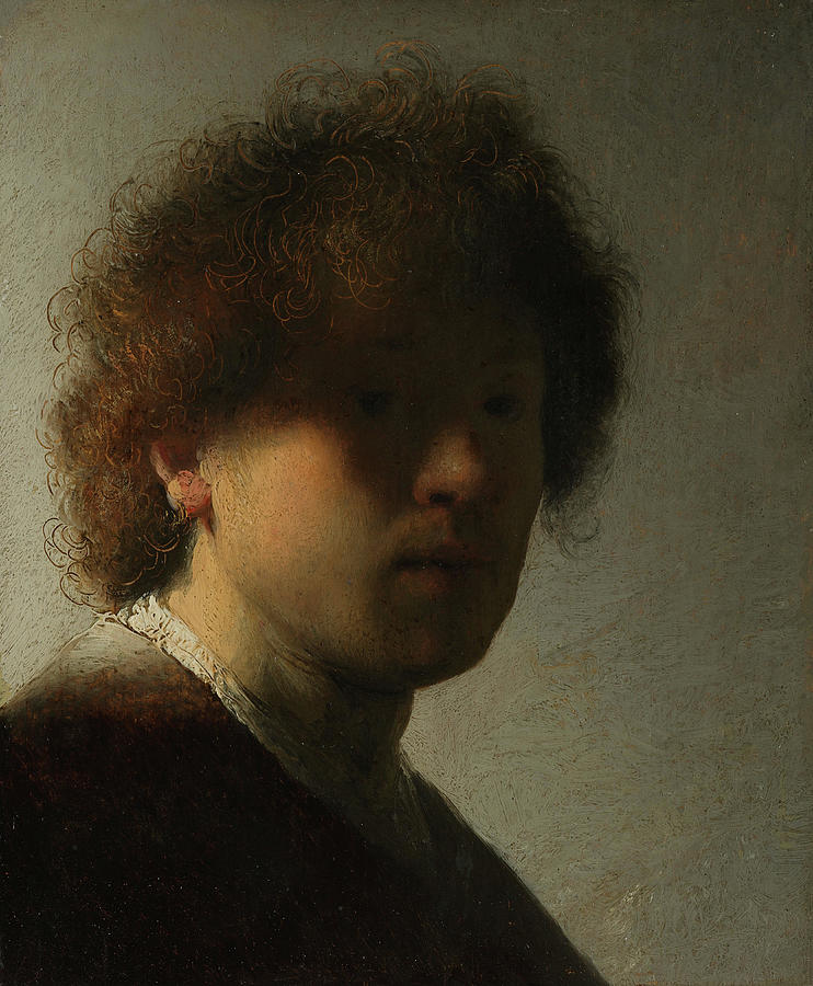 Self-portrait. Date/Period Between 1628 and 1629. Painting. Oil on oak panel. Painting by Rembrandt -1606-1669-
