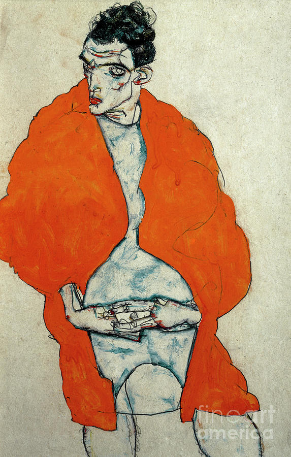 Egon Schiele Painting - Self Portrait, Drawing by Egon Schiele by Egon Schiele