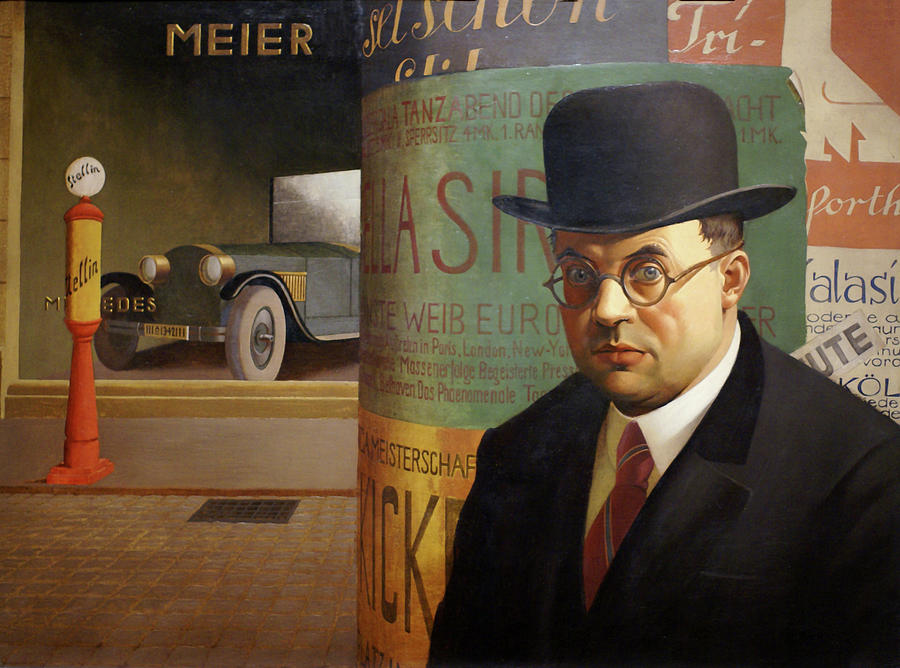 Historical Figures Painting - Self Portrait In Front Of The Advertising Pillar by Mountain Dreams