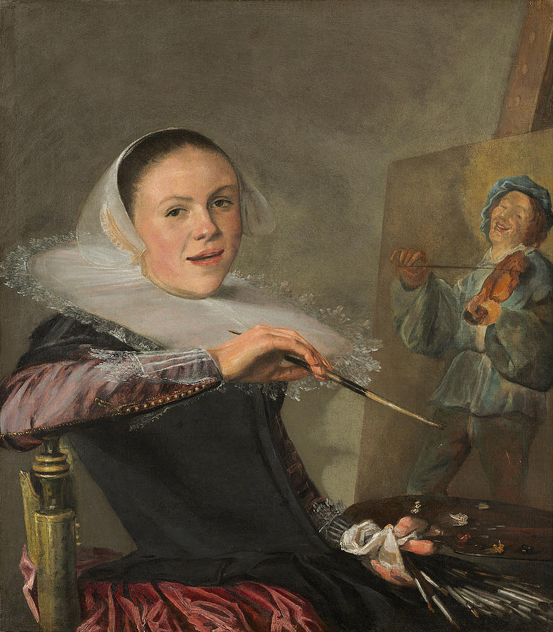 Self Portrait is a Baroque oil on canvas painting created by Judith Leyster in 1630. Painting by MotionAge Designs