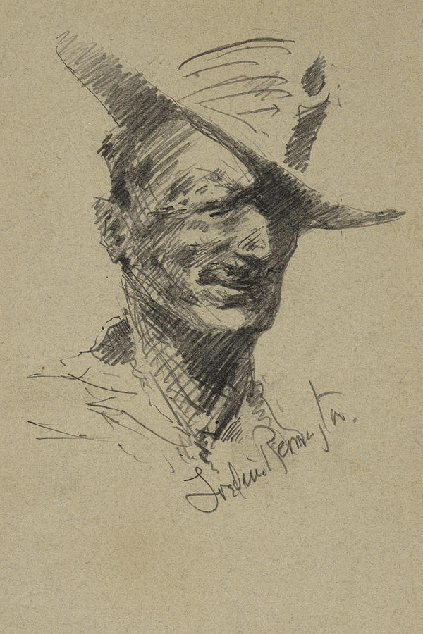 Frederic Remington Drawing - Self Portrait of Frederic Remington by Frederic Remington