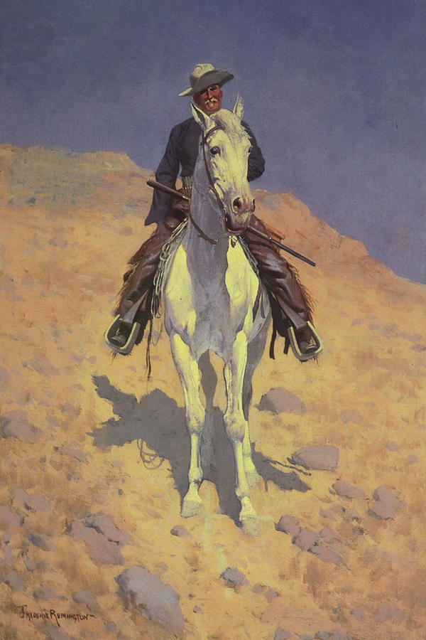 Frederic Remington Painting - Self Portrait on a Horse by Frederic Remington
