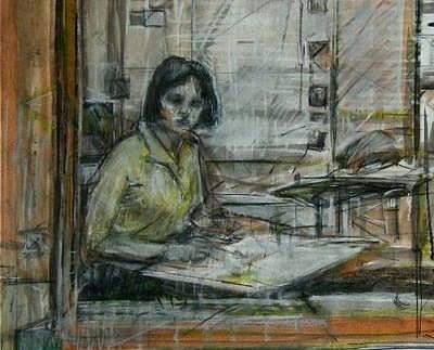 Self Portrait In Studio, 20s Pastel by Sarah Spector Self Portrait In Studio, 20s Pastel by Sarah Spector
