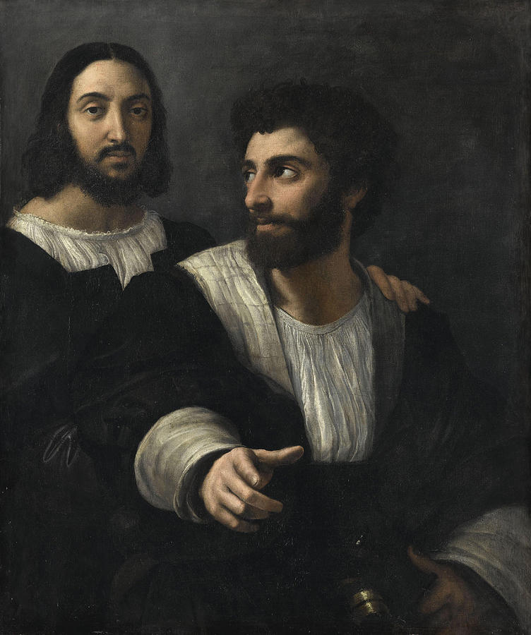 Raphael Painting - Self Portrait with a Friend  by Raphael