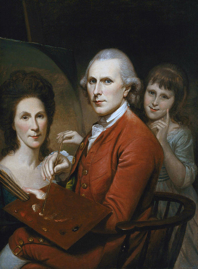 Self-Portrait with Angelica and Portrait of Rachel - Charles Willson Peale Painting by War Is Hell Store