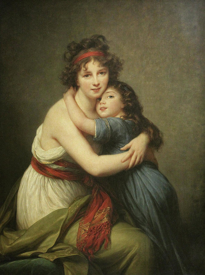 Self Portrait with Artists Daughter Painting by Elisabeth Vigee Le Brun