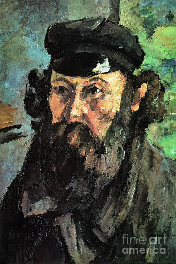 Self Portrait With Cap by Paul Cezanne 1873 Painting by Paul Cezanne