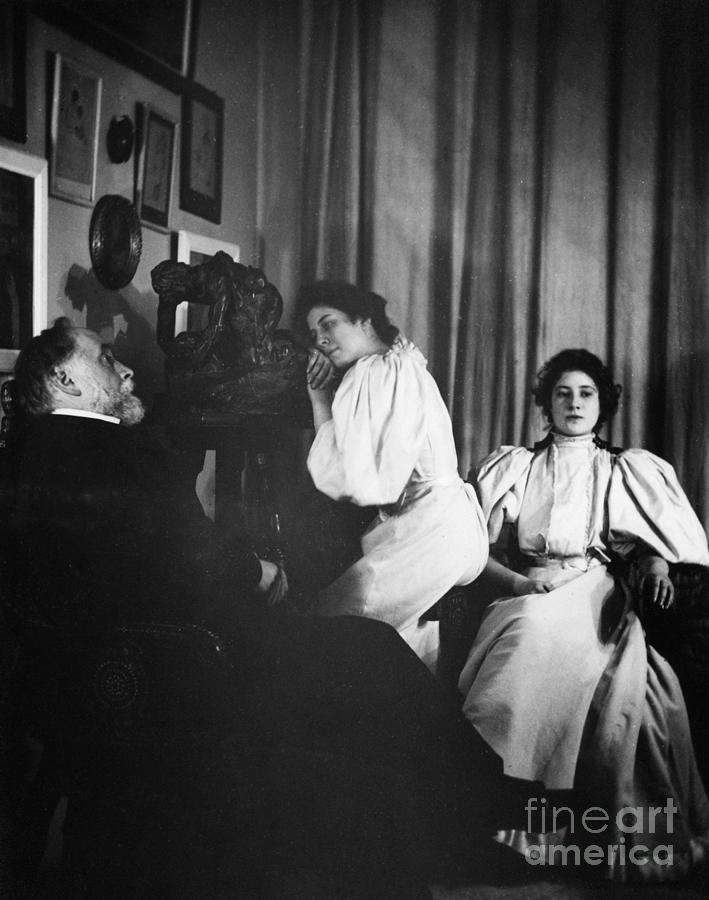 Self portrait with Christine and Yvonne, c1895 Photograph by Degas