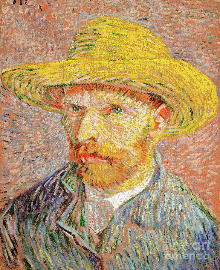 Self-Portrait with Straw Hat, 1887, Vincent Van Gogh Painting by Kithara Studio
