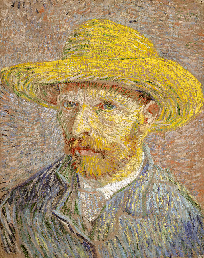 Self-Portrait with Straw Hat - Vincent Van Gogh Painting by War Is Hell Store