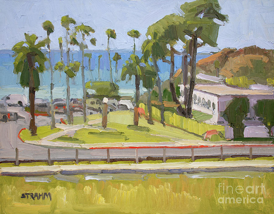 Self-Realization Fellowship Temple at Swamis - Encinitas, California Painting by Paul Strahm