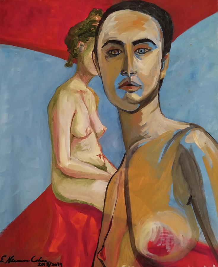 Two Women Painting - A Self Revised  by Esther Newman-Cohen