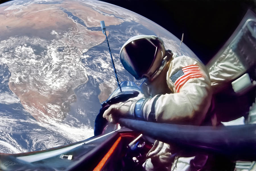Selfie Buzz Aldrin Digital Art by Peter Chilelli