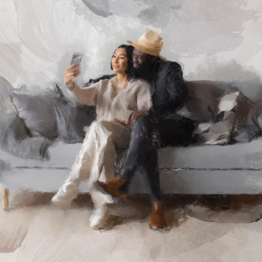 Selfie of a Couple Painting by Gary Arnold