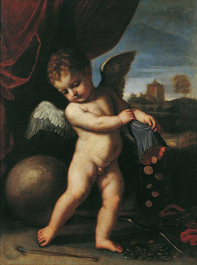 Selfless Love, First half 17th century, Italian School, Canvas, 99 cm x 75 cm, P00205. Painting by Giovanni Francesco Barbieri -1591-1666- Selfless Love, First half 17th century, Italian School, Canvas, 99 cm x 75 cm, P00205. Painting by Giovanni Francesco Barbieri -1591-1666-
