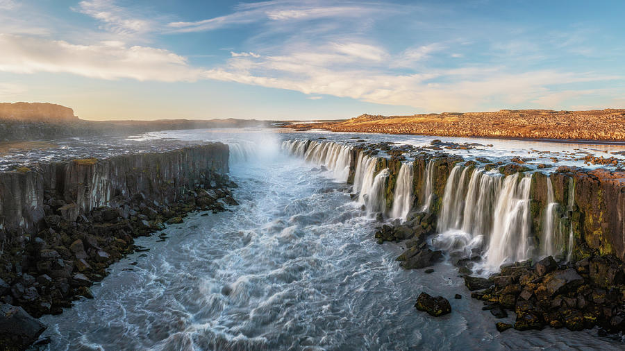 Selfoss Falls - Aerial Panorama Photograph By Alex Mironyuk 