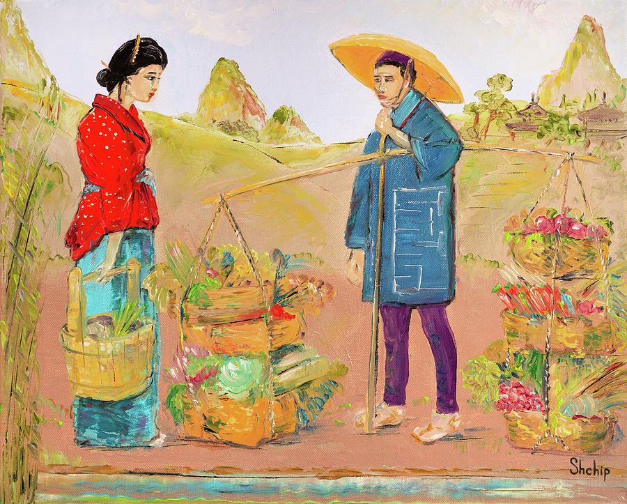 Seller of Vegetables. Japan Painting by Natalia Shchipakina - Pixels