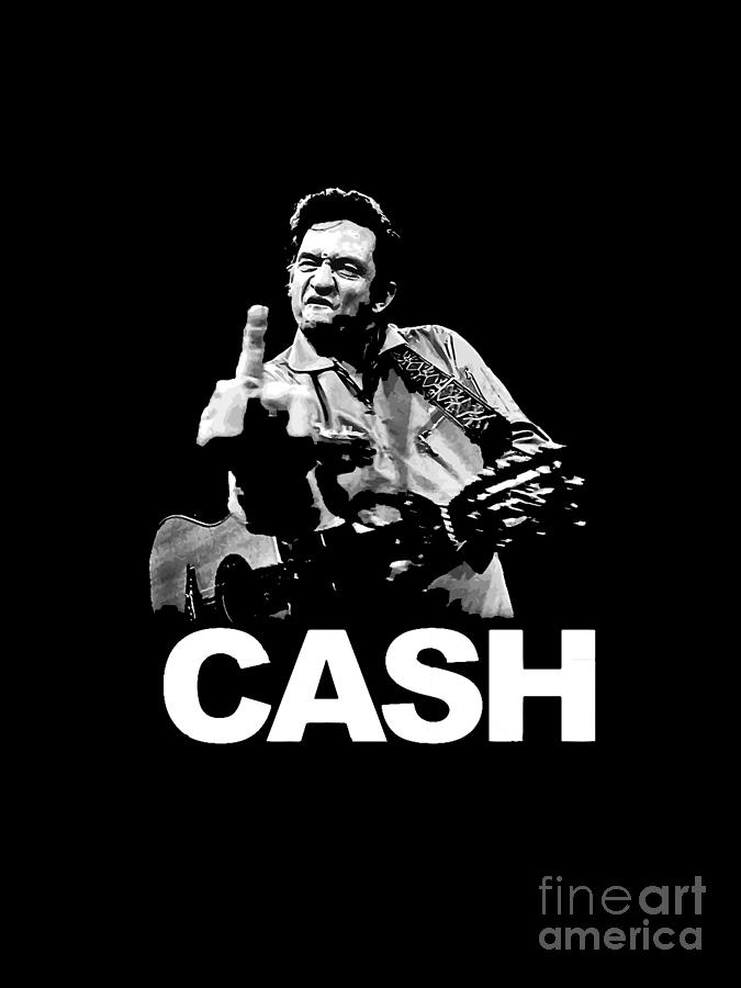 Johnny Cash Digital Art - Selling Johnny Cash With HIs Guitar and Middle Finger  by Fran Meneses