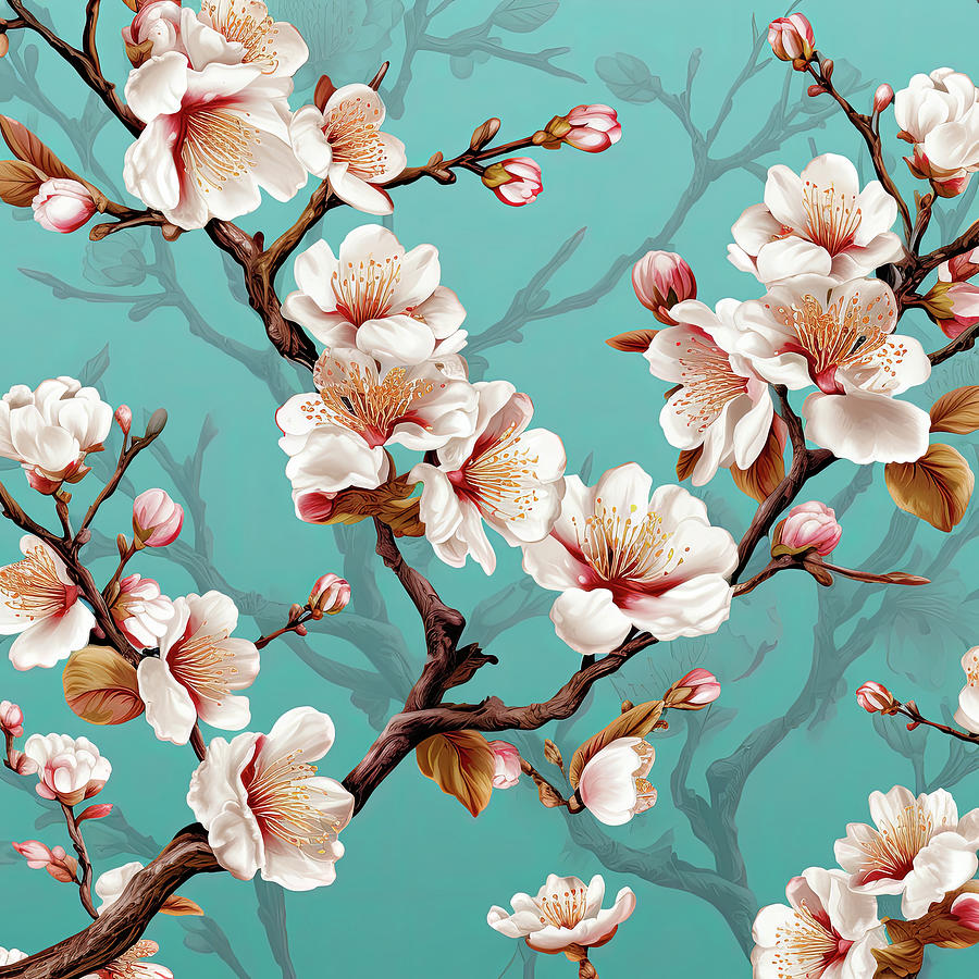 Semi-abstract cherry blossom branch Digital Art by Flat Land - Fine Art ...