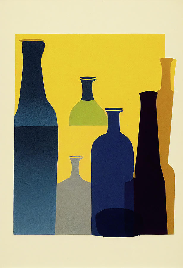 Bottle Digital Art - Semi Abstract Expressive Bottle Collection by Hakon Soreide