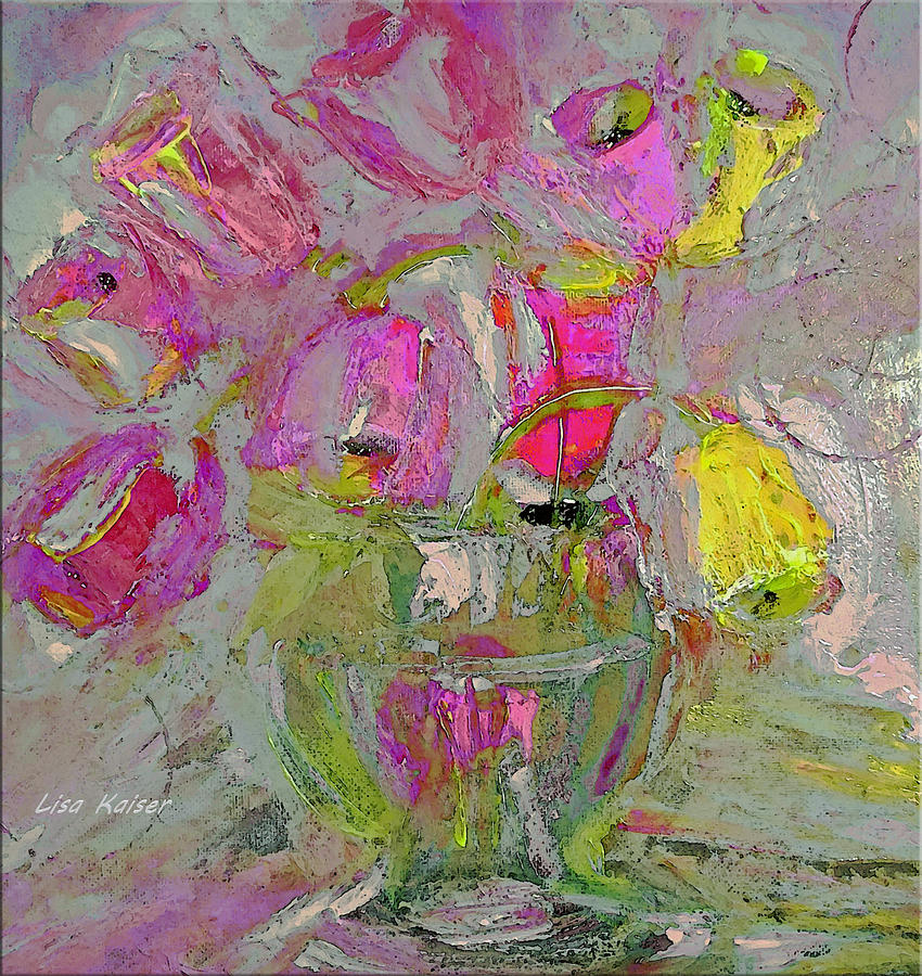 Semi-Abstract Painterly Bell Floral Arrangement Painting by Lisa Kaiser