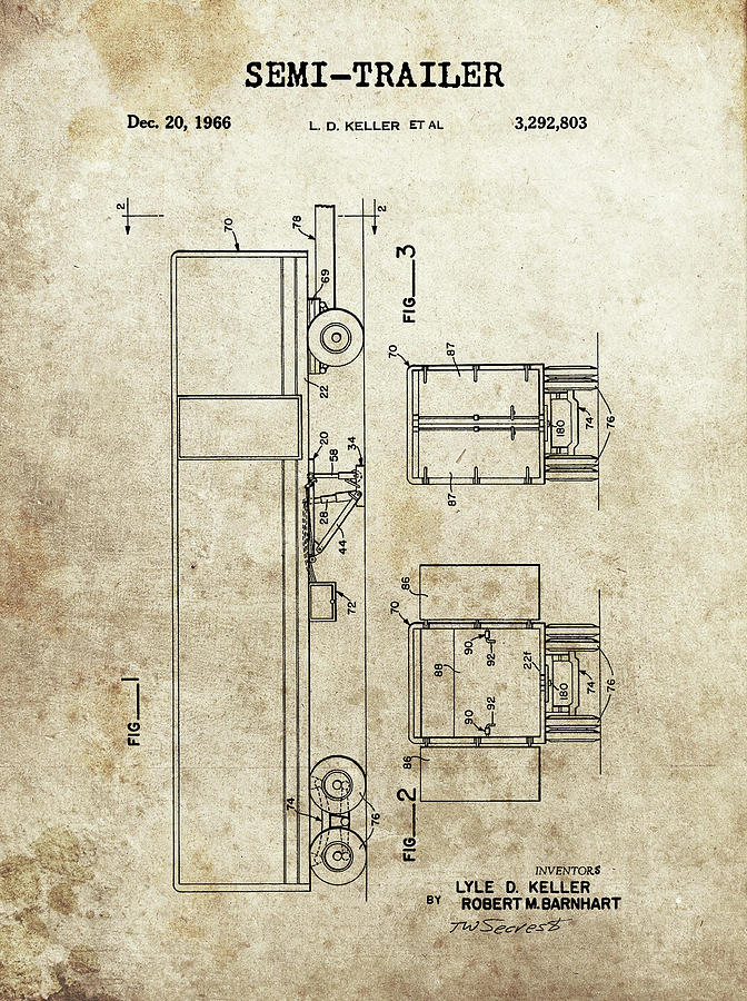 Semi Trailer Patent Design Drawing by Dan Sproul