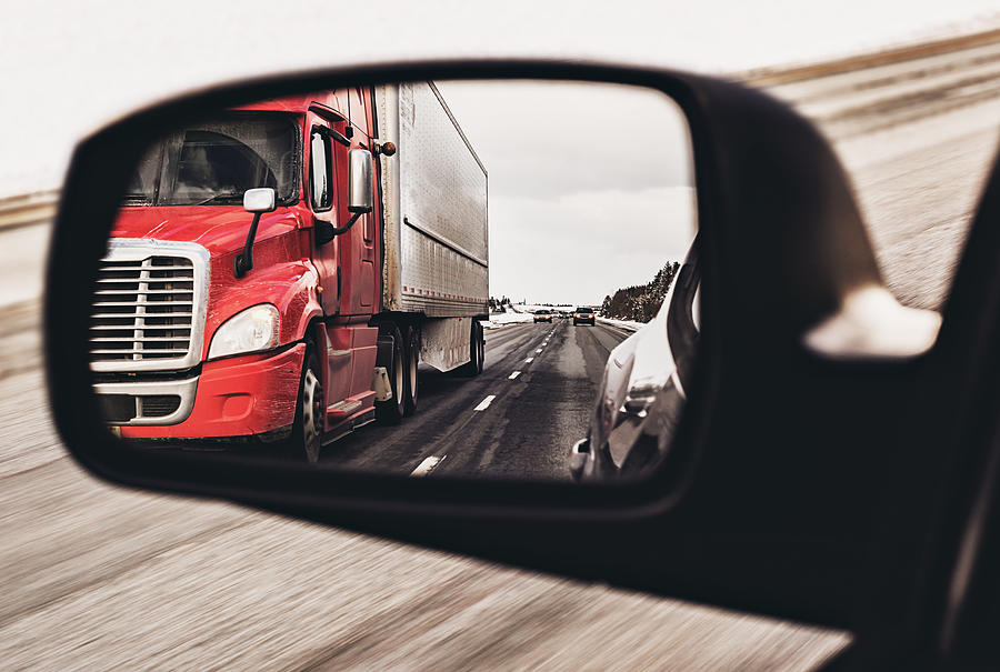 Semi Truck in Mirror Photograph by Shaunl