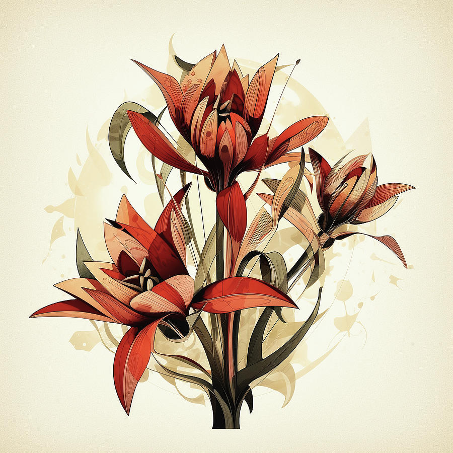 Semiabstract Day Lilies Digital Art by Robert Knight