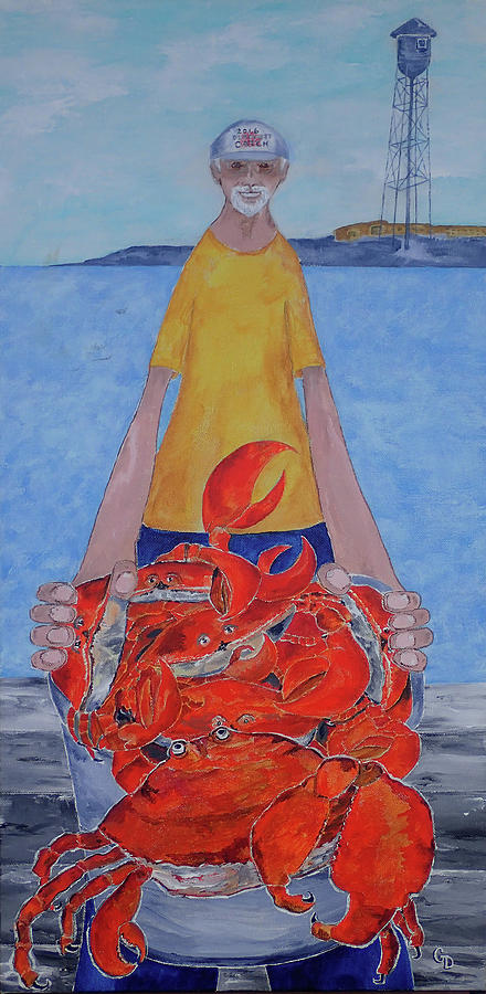Semiahmoo Crab Man Painting by Georgia Donovan