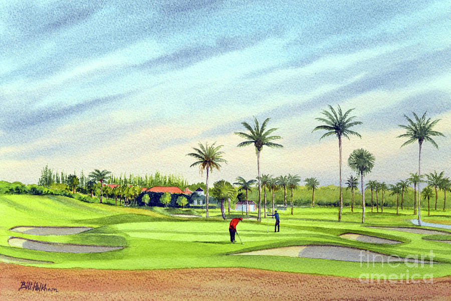 Seminole Golf Course Juno Beach Florida 17th Green Painting by Bill Holkham