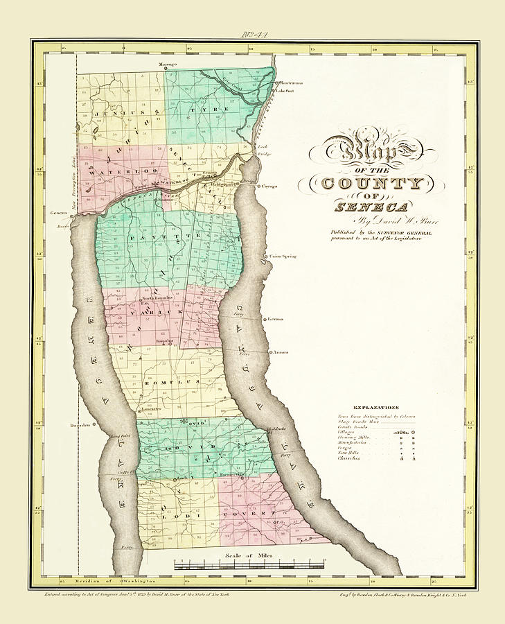 Seneca County NY 1829 Historic Antique Map Photograph by Phil Cardamone