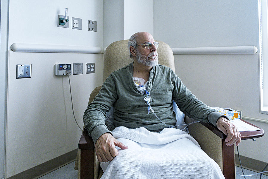 Senior Adult Man Cancer Outpatient During Chemotherapy IV Infusion Photograph by Willowpix