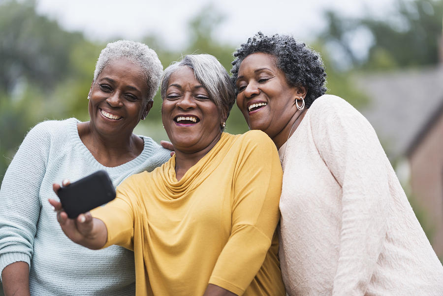 Senior black women taking a selfie Photograph by Kali9