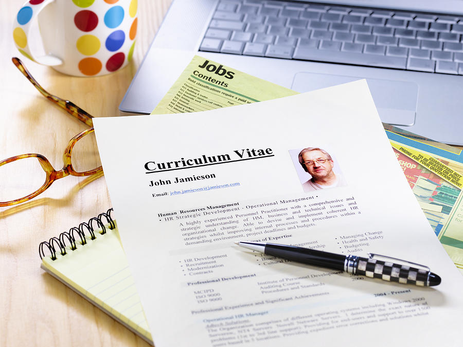 Senior job searchers resume CV. Photograph by Peter Dazeley