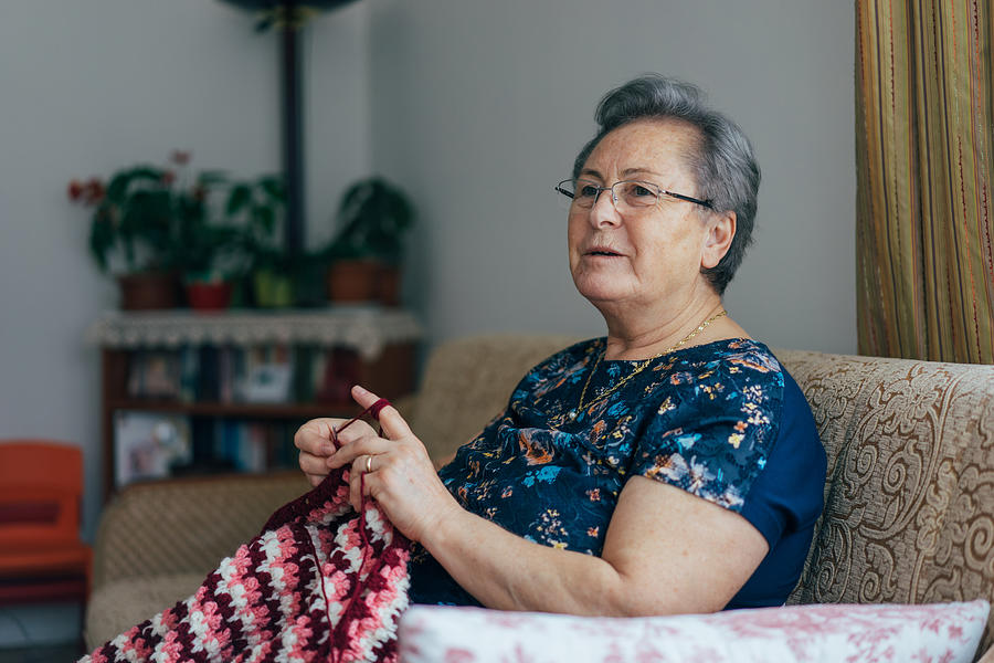 Senior Woman Knitting Photograph by Hsyncoban