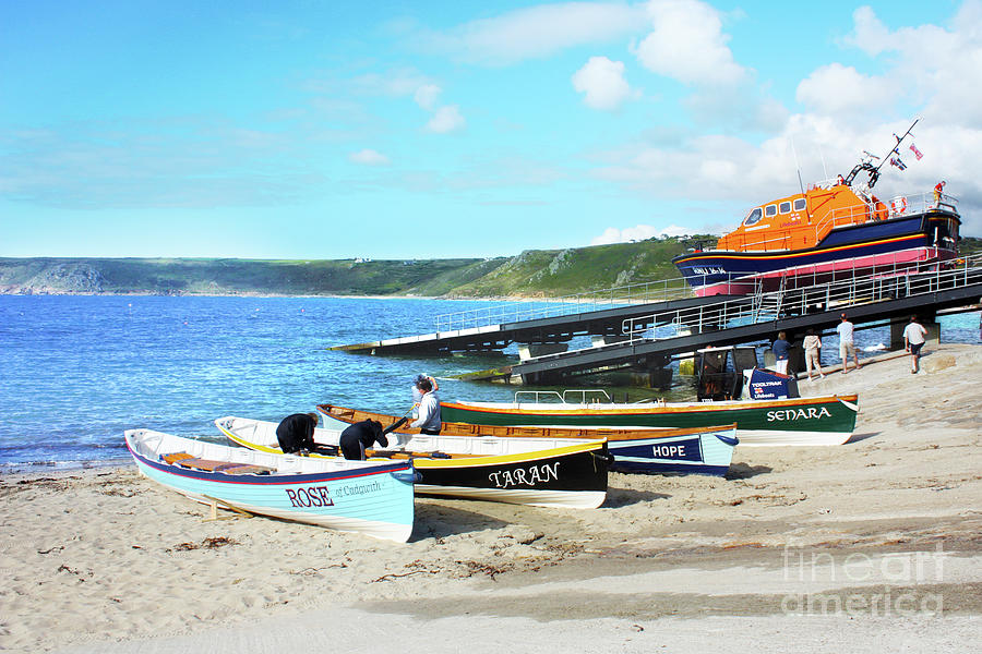Transportation Photograph - Sennen Cove Lifeboat and Pilot Gigs by Terri Waters