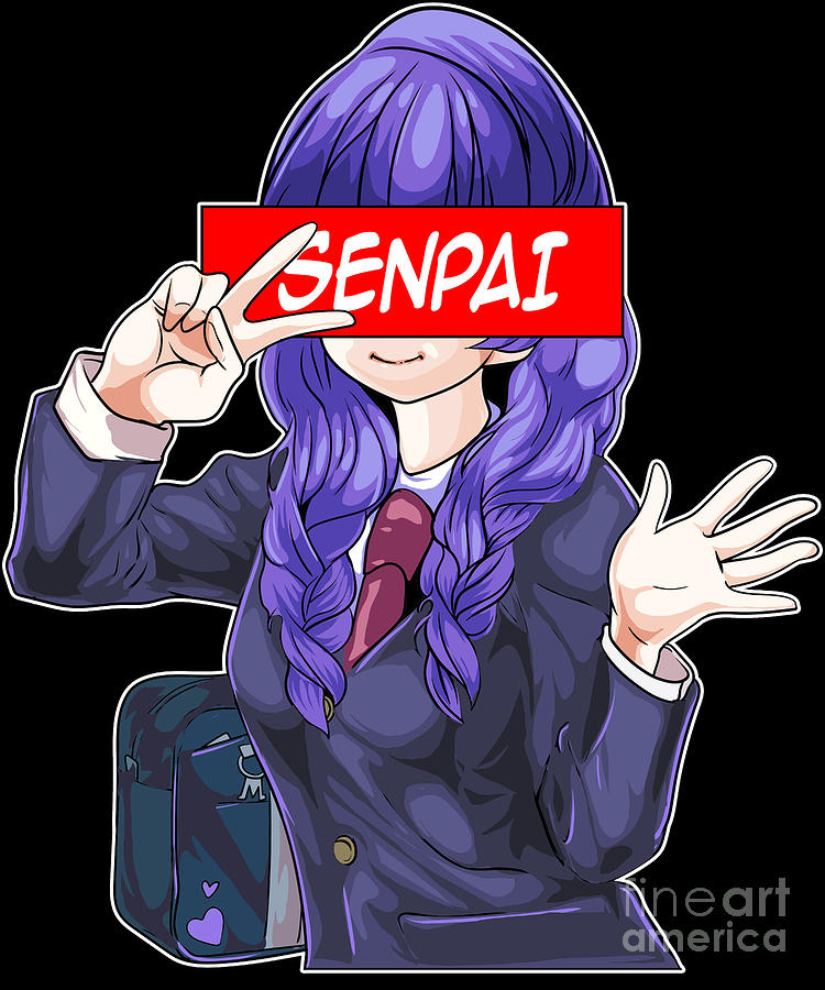 Senpai Anime Girl Japanese Cute Manga Kawaii Digital Art by The