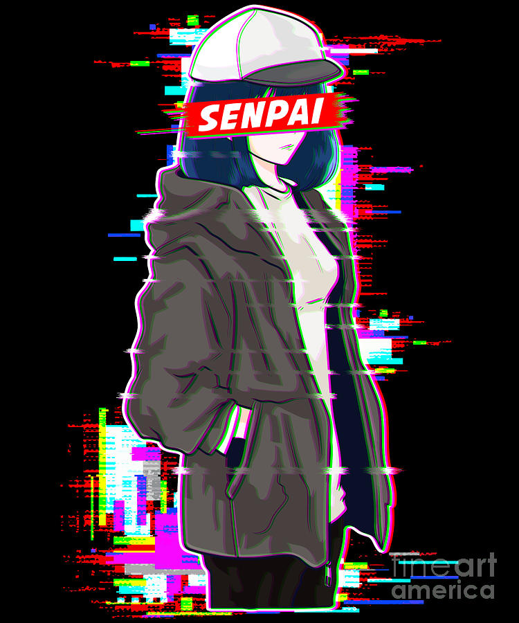 Senpai Vaporwave Aesthetic Anime Girl Digital Art by The Perfect Presents -  Pixels