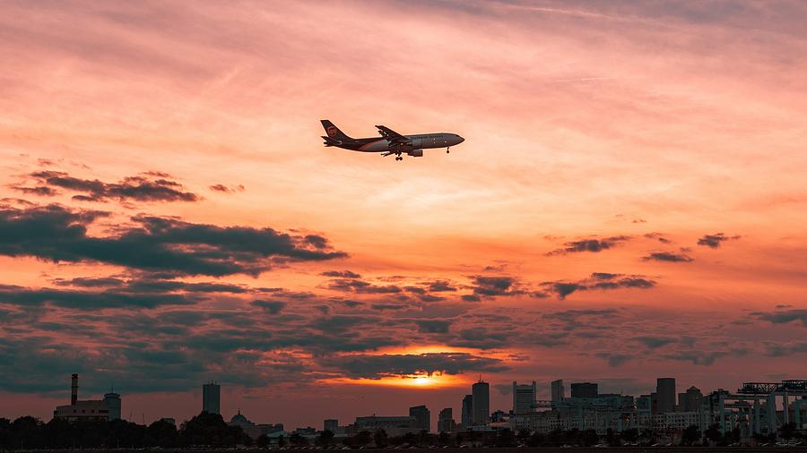 Astonishing Photograph - Sensational Amazing Romantic Airplane Urban Sunset High Resolution by Hi Res