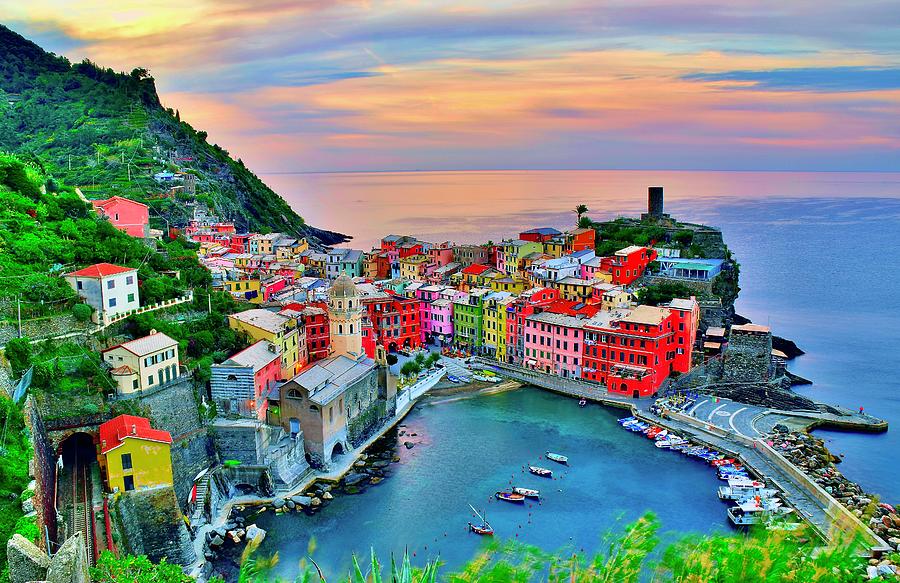 Vernazza Photograph - Sensational Sunup for Vernazza by Frozen in Time Fine Art Photography