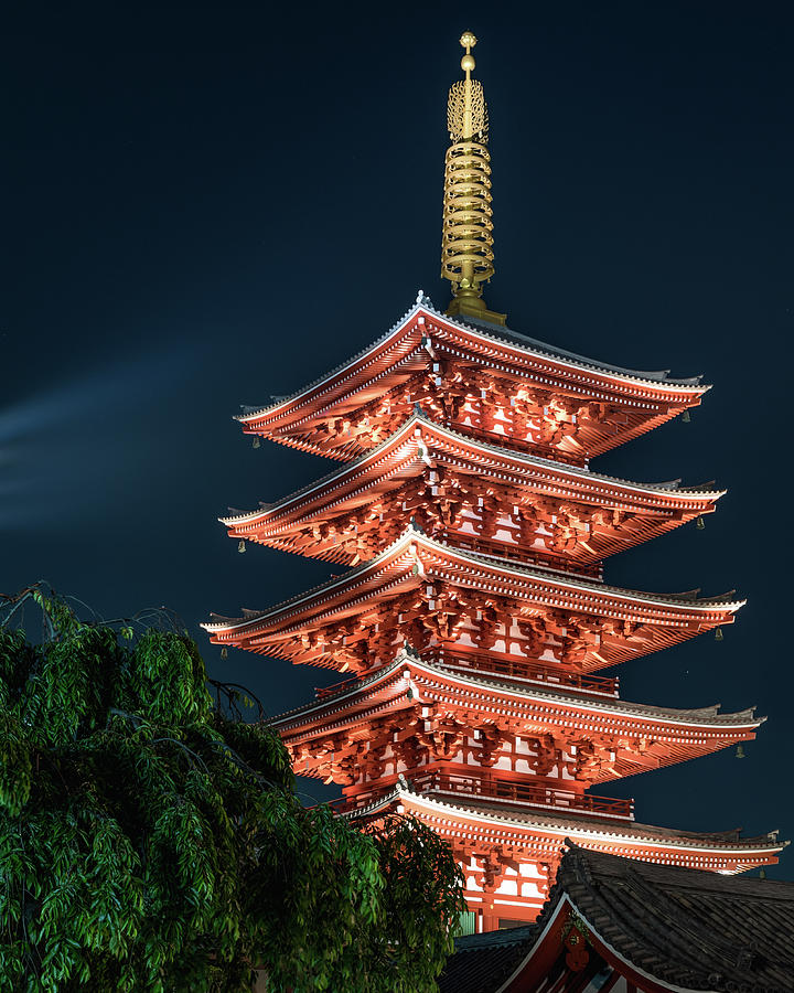 Senso-ji Pagoda at night Photograph by Jordan McChesney