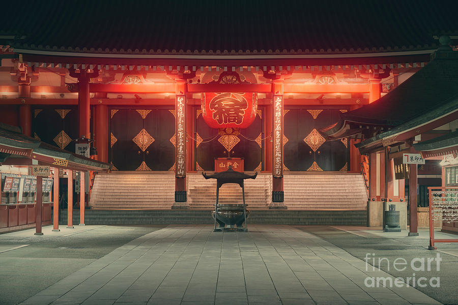 Senso-ji Photograph - Senso-ji temple night Asakusa Tokyo 01079 by Organic Synthesis